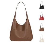 Ooomay Bag, Ooomay Tote Bag, Vegan Leather Tote Handbags, Casual Simple, for Woman Travels (Brown)