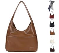 Ooomay The Maya Bag, Ooomay Maya Shoulder Bag, Vegan Leather Trendy Soft Maya Tote Bag, College Tote Leather Hobo Handbag, Faux Leather Tote Bag Large Slouch (BROWN)