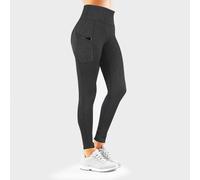 OOOOO Women's Workout Leggings Highwaist Side Pockets & Line Effect, Grey - Size 4 - Grey