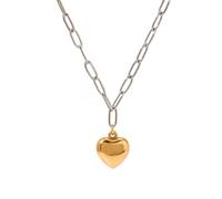OOOVAVNE Attractive Heart Pendant Chain Necklace Exquisite Thin Color Block Stainless Steel Jewelry Gift For Girlfriend 1Pcs