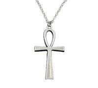 OOOVAVNE Classic Fashion Cross Ankh Life Symbol Antique Silver Color Pendant Short Long Chain Necklaces Jewelry For Women 1Pcs(45cm,Cross chain)