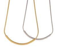 OOOVAVNE Minimalism Glossy Shine Stainless Steel Color Preservation Spiral Snake Chain Necklace Gold Silver Jewelry 1Pcs(JDN2409037)