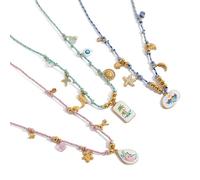 OOOVAVNE Minimalist Handmade Necklace Ocean Style Stainless Steel Holiday Star Moon Charm Braiding Rope Necklace Recommend 1Pcs(JDN0205023)