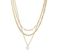 OOOVAVNE Natural Pearl Pendant Multi-Layers Necklace Stainless Steel Jewelry Accessories Gift 1Pcs