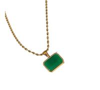 OOOVAVNE Natural Stone Chic Pendant Fashion Necklace For Women Man Stainless Steel Charm Jewelry Gift 1Pcs(JDNW2408019-BL)