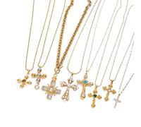 OOOVAVNE Pearl Cross Charm Pendant Necklace Stainless Steel Trendy Daily Jewelry For Gift 1Pcs(JDN2411032-PS)