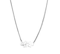 OOOVAVNE Stainless Steel Necklaces Heart Shaped Clover Pendant Chain Charm Fashion Necklace For Women Jewelry Party Gifts 1Pcs(Silver)