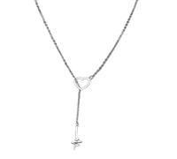 OOOVAVNE Stainless Steel Necklaces Hollow Heart Heartbeat Double Pendant Chain Fashion Necklace Friends Gift 1pcs(Silver)