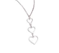 OOOVAVNE Stainless Steel Romantic Stitching Hearts Clavicle Chain Light Pendants Fashion Necklace For Women Jewelry Gift 1Pcs(Silver)
