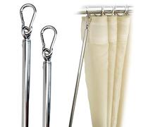 OooWow 2 Pack Stainless Steel Curtain Pull Wand, Iron Rod - Drapery Pull Rod - Versatile Curtain Wand - Strong Curtain Pull Rod - Metal Drapery Wand (36in SS 2Pk)