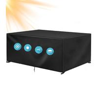 OOOXZO Garden Furniture Cover Waterproof Outdoor 290x230x100cm/LxWxH Heavy Duty 600D Windproof, Anti-UV, Fabric Rattan Sofa Set Cover for Patio Table and Chair Set Rectangular, Black