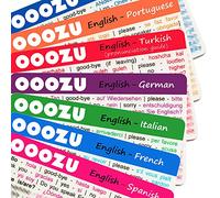 OOOZU Multipack - 11 Lightweight Language Cards - Spanish, Italian, French, German, Portuguese, Greek, Turkish, Dutch, Japanese, Polish and Czech - Essential Travel Words And Phrases