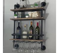 OOPDNEGAK Hanging Wine Rack - Wall Mount Floating Shelves, Wrought Iron Plant Stand, Kitchen Storage Shelf, Wall Mount Decoration Rack, Mount Display Shelf/Flower Stand