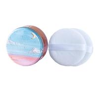 Oopoto 3 Pieces Powder Puff and Box, 5.12 inch Powder Puff for Body Powder, Women Powder Puff with Tinplate Storage Container for Bath, Body Powder Applicator (Sky Blue, 5.12 inch)