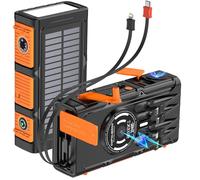 OOPOWEROO Solar Power Bank Dual Magnetic Wireless Charging, Built-in 2 Retractable Cables & Hand Crank and 22.5W Fast Charge, SOS/Strobe/Strong Flashlights