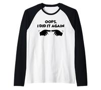 Oops I Did It Again Finger Pointing Funny Couple Raglan Baseball Tee