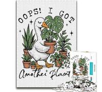 Oops I Got Another Plant Poster, Cute Duck Pl Jigsaw Puzzle, 500 Pieces | Fresh-start puzzle gift: tabletop activity for adults on weekends.
