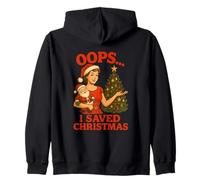 Oops I Saved Christmas Retro Funny Adults Zip Hoodie