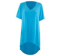 Oops Outlet Womens V Neck Hi Lo Dipped Hem Casual Swing Top Turquoise Plus Size (UK 16/18)