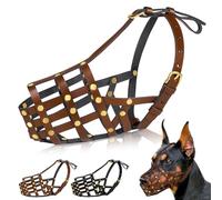 OOPSDOGGY Doberman Dog Muzzle for Large Dogs - Leather Breathable Secure Basket Muzzle for Large Breeds Husky German Shepherd Prevents Biting No Chewing Adjustablу (Black, Size 3 - Doberman)
