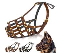 OOPSDOGGY Doberman Dog Muzzle for Large Dogs - Leather Breathable Secure Basket Muzzle for Large Breeds Husky German Shepherd Prevents Biting No Chewing Adjustablу (Brown, Size 3 - Doberman)