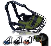 OOPSDOGGY Metal Dog Muzzle for Large Dog, Adjustable Brethable Wire Basket for Rottweiler to Prevent Biting Chewing (Green, Rottweiler)