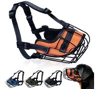 OOPSDOGGY Metal Dog Muzzle for Large Dog, Adjustable Brethable Wire Basket for Rottweiler to Prevent Biting Chewing (Orange)