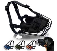 OOPSDOGGY Metal Dog Muzzle for Large Dog, Adjustable Brethable Wire Basket for Rottweiler to Prevent Biting Chewing (Black)