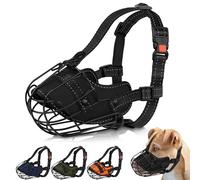 OOPSDOGGY Pitbull Dog Muzzle Reflective Metal Mask Secure Wire Basket Muzzle for Large Sized Dogs Amstaff Soft Cage Muzzle to Prevent Biting Chewing with Adjustable Nylon Straps (Black, Pitbull)