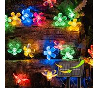 oopswow Solar Flower String Lights,2PACK 50 LED Solar Fairy Light Outdoor Waterproof, Cherry Blossoms Solar Garden Decorations for Fence Patio Yard Christmas Tree, Lawn, Patio, Party