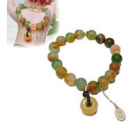 oos Natural Colorful Agate Bracelet, Natural Energy Stone Beads Peacock Agate Topaz Bracelet, Healing Chakras Agate Crystal Lucky Bracelets for Women Men Jewelry Gift (1pc)