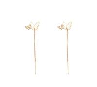 oos Shiny Diamond Earrings, Crystal Flowers Tassel Chain Dangle Drop Earrings, Cute Simple Threader Long Chain Statement Studs Earring Jewelry for Women Girls (White Butterfly)