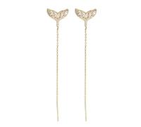oos Shiny Diamond Earrings, Crystal Flowers Tassel Chain Dangle Drop Earrings, Cute Simple Threader Long Chain Statement Studs Earring Jewelry for Women Girls (Mermaid)