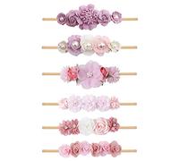 OOSAKU 6 Pack Baby Girls Soft Nylon Flower Elastic Headbands