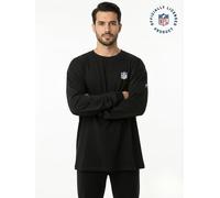 OOSC Mens NFL Long Sleeve Shield Black T-Shirt, Black, M EU