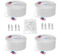 OOSSXX 4×150 Feet Video Power Cable BNC Extension Outdoor Wired Surveillance Camera All-in-One Cables for CCTV Security Cameras DVR System with 4xBNC Connectors and 4xRCA Adapters, 4Packs
