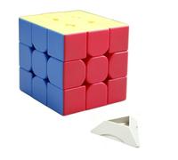 Oostifun 3x3 Multicolor 3D Turning Cube 3x3x3 Speed Magic Puzzle Cube Stickerless + Display Stand