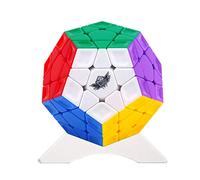 Oostifun Cyclone Boys Megaminx 3x3 Megaminx Dodecahedron Rainbow 12 Sided Megamix Cube 3x3 Puzzle with One Cube Tripod (Multi Color)