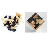 Oostifun Gobus 54 Pieces T Shape Wooden Building Blocks Jigsaw Puzzle Geometric Intelligence Educational Toy, wooden & black color