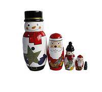 Oostifun Gobus Christmas Nesting Dolls Wooden Snowman Santa Claus Nesting Doll Sets for Home Office Decoration Children (Snowman and Santa Claus)