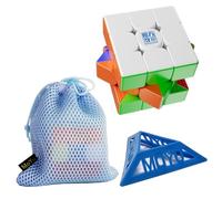 Oostifun MoYu MoFang JiaoShi Meilong 3M V2 Cube 3x3 Cubing Classroom Meilong 3 M V2 3x3x3 Frosted Surface Multicolor Cube Puzzle with Cube Bag and One Cube Tripod(M Version)