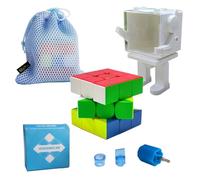 Oostifun MoYu MoFang JiaoShi RS3M V5 M M-a-g-l-e-v Ball-core UV Coated Version 3x3x3 Cubing Classroom 3x3 Cube Puzzle with One Cube Robot display box (Multi Color)