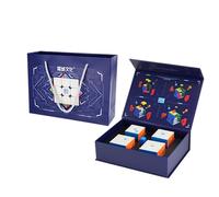 Oostifun MoYu MOFANGJIAOSHI CUBING CLASSROOM MFJS Meilong M Specific Puzzle Bundle 2x2 M 3x3 M 4x4 M 5x5 M Cube Smooth Cube Set with Gift Packing + Four Cube Tripods(Multi Color)