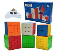 Oostifun MoYu MOFANGJIAOSHI CUBING CLASSROOM MFJS WCA 234567 Teaching Set Puzzle Bundle 2x2 3x3 4x4 5x5 6x6 7x7 Competition Cubes Set with Gift Packing + Six Cube Tripods(Multi Color)