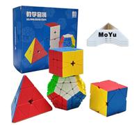 Oostifun MoYu MOFANGJIAOSHI CUBING CLASSROOM MFJS WCA Cube Non-cubic Teaching Set Megaminx & Skewb & Square-1 & Pyramid Competition Cubes Set with Gift Packing + Four Cube Tripods(Multi Color)
