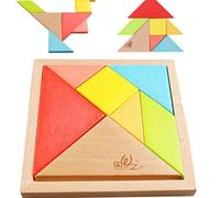 Oostifun OJIN 7PCS Wooden Tangram Puzzle Brain Teaser Educational Developmental Intellectual Game Children Toy