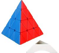 Oostifun Shengshou Pyraminx 4x4x4 Cube Pyramid Triangle Four-axis Tetrahedron Puzzle 4x4 Smooth Turning Cube Toy With One Cube Tripod (Multicolor)