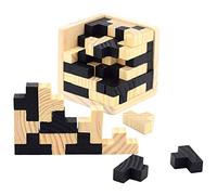 Oostifun T Shape Wooden Building Blocks Brain Teaser Puzzle Toys IQ Intelligence Hand-Eye Cooperation Set IQ Challenge Games, Small Logic Mind Puzzle Box Toy Removing Assembling Lock Puzzle