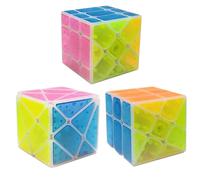 Oostifun Transparent Ice Crystal Multicolor Cube Twist Turning 3D Puzzle (Pack of 3 Irregular Shape Shift Mod Cubes)