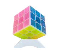 Oostifun Transparent Ice Crystal Multicolor Standard 3x3x3 Cube Twist Turning 3D Puzzle + Display Stand